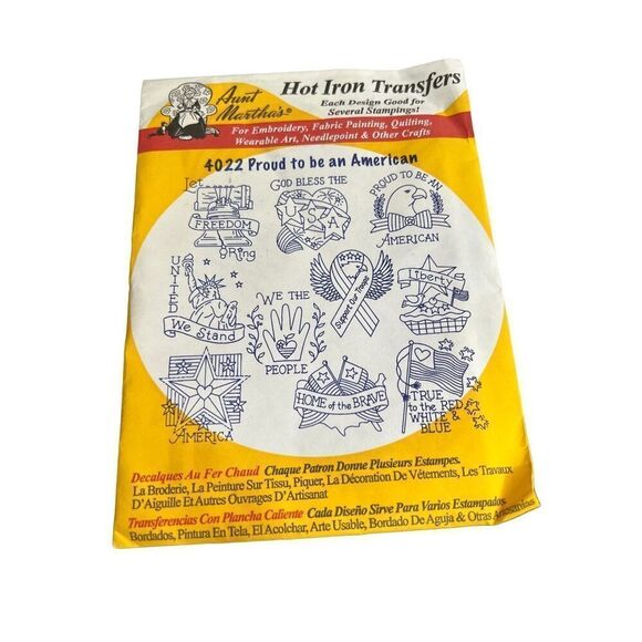 Aunt Marthas Hot Iron Transfers Proud To Be An American Embroidery Vintage 4022 - Picture 1 of 5